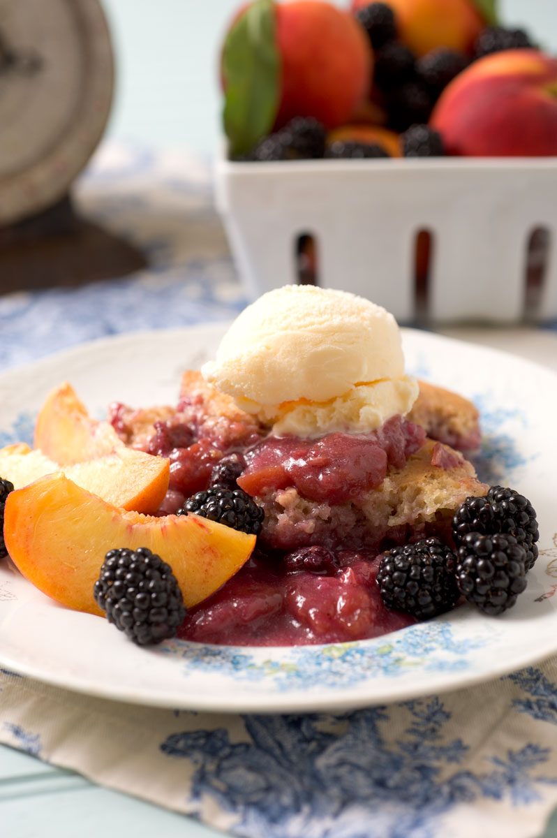 Delicious Peach & Blackberry Cobbler