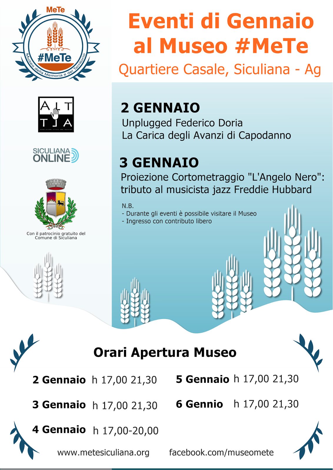 Eventi di Gennaio al Museo #MeTe. Quartiere Casale, Siculiana - Agrigento