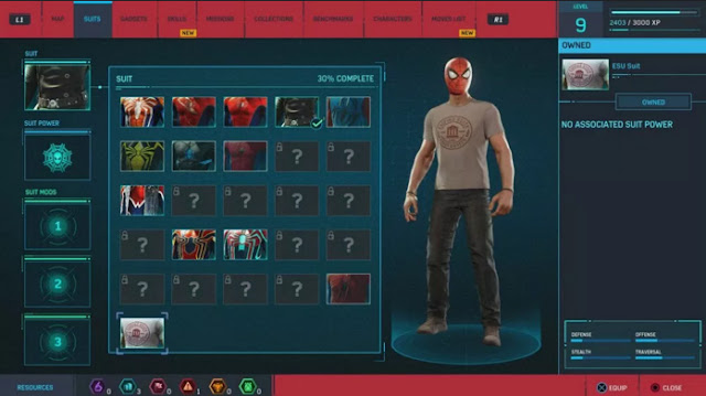 بدلة ESU Suit في لعبة سبايدرمان Spider-Man