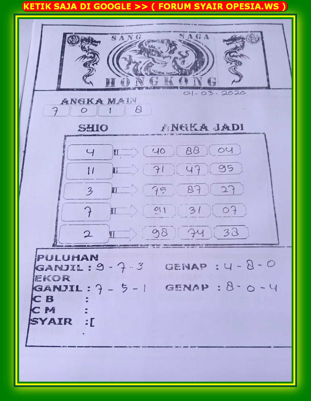 Syair Batik Diskusi Syair hk 15 Juli 2020 KODE SYAIR SGP SYAIR HK