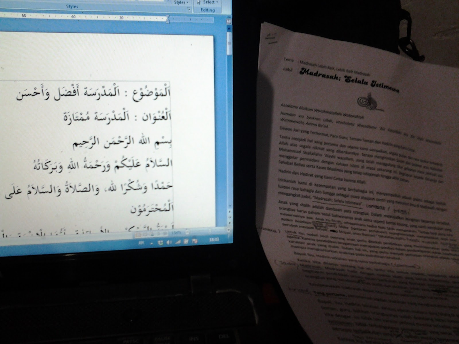 Pidato Bahasa Arab Tentang Akhlakul Karimah  Tulisan