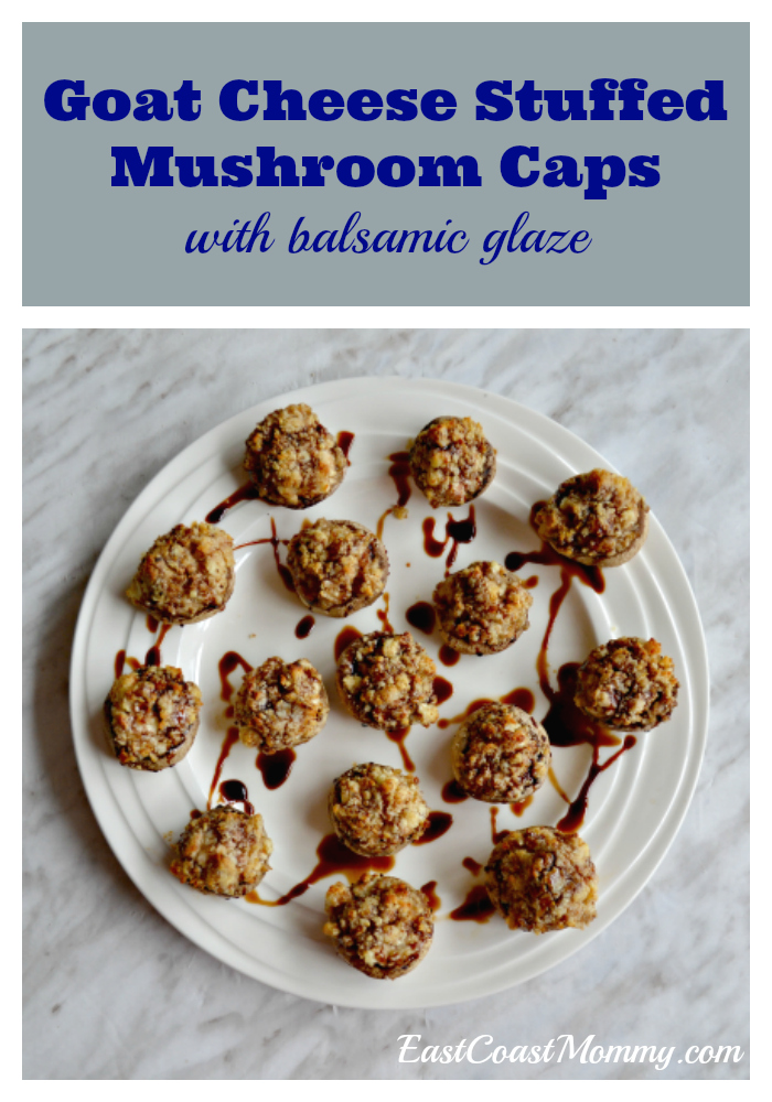 East Coast Mommy Goat Cheese Stuffed Mushroom Caps with Balsamic Glaze