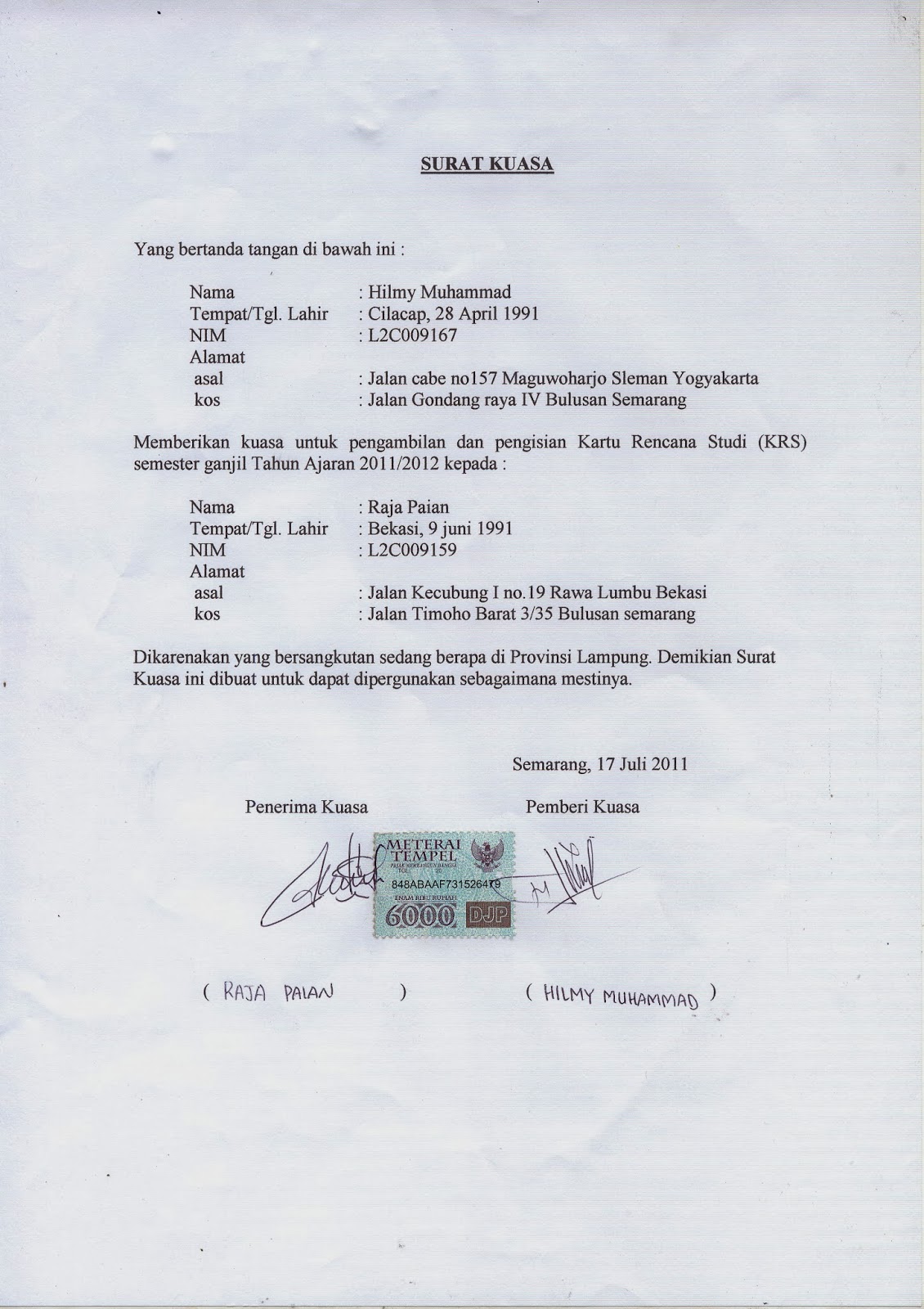 Contoh Surat Kuasa Bpkb - Temblor En