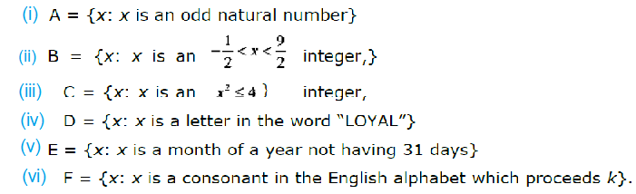 Sets - CBSE Class 11 Mathematics Solutions of Exercise 1.1