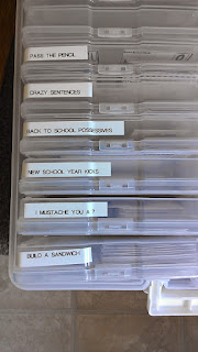 Top View of card containers with a label on the individual container