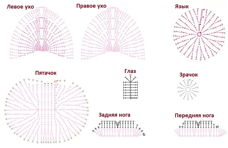 Поросенок на травке - схемы вязания детского коврика (3)