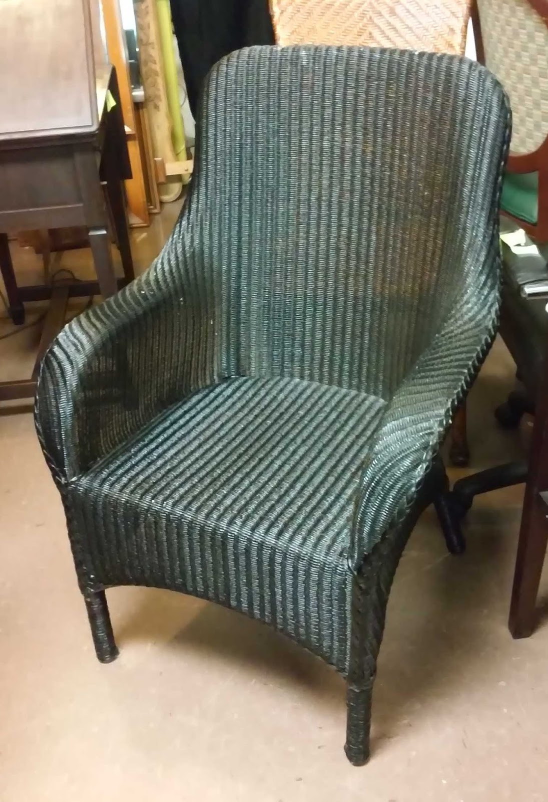 UHURU FURNITURE & COLLECTIBLES SOLD **REDUCED** Black Lacquered Wicker