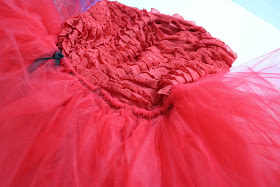 ruffle fabric and tulle dress