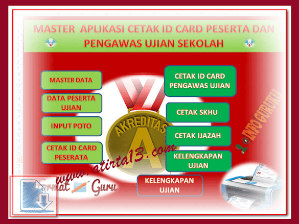 Master Aplikasi Cetak Id Card Penerima Dan Pengawas Ujian Sekolah
Format Excel.Xlsx