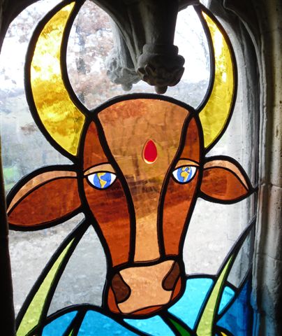vitrail, vache, fenêtre gothique