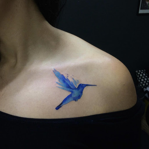 Esta aquarela beija-flor