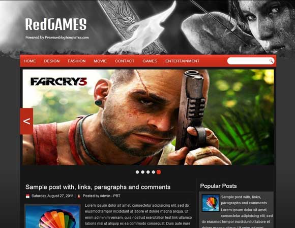 RedGames Responsive Blogger Template