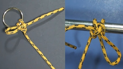 two examples of painter hitch tied on bar and ring