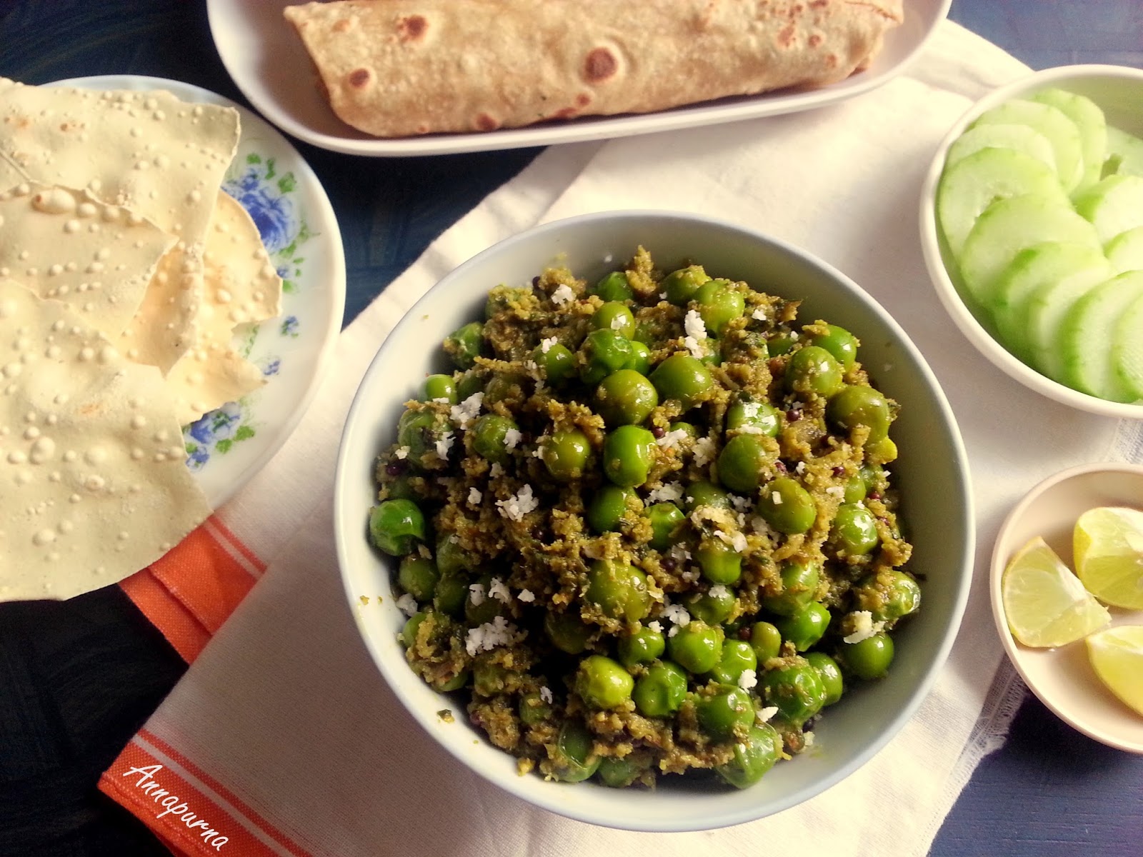 Annapurna Matar Usal / Green Pea Curry Recipe From The Maharashtrian