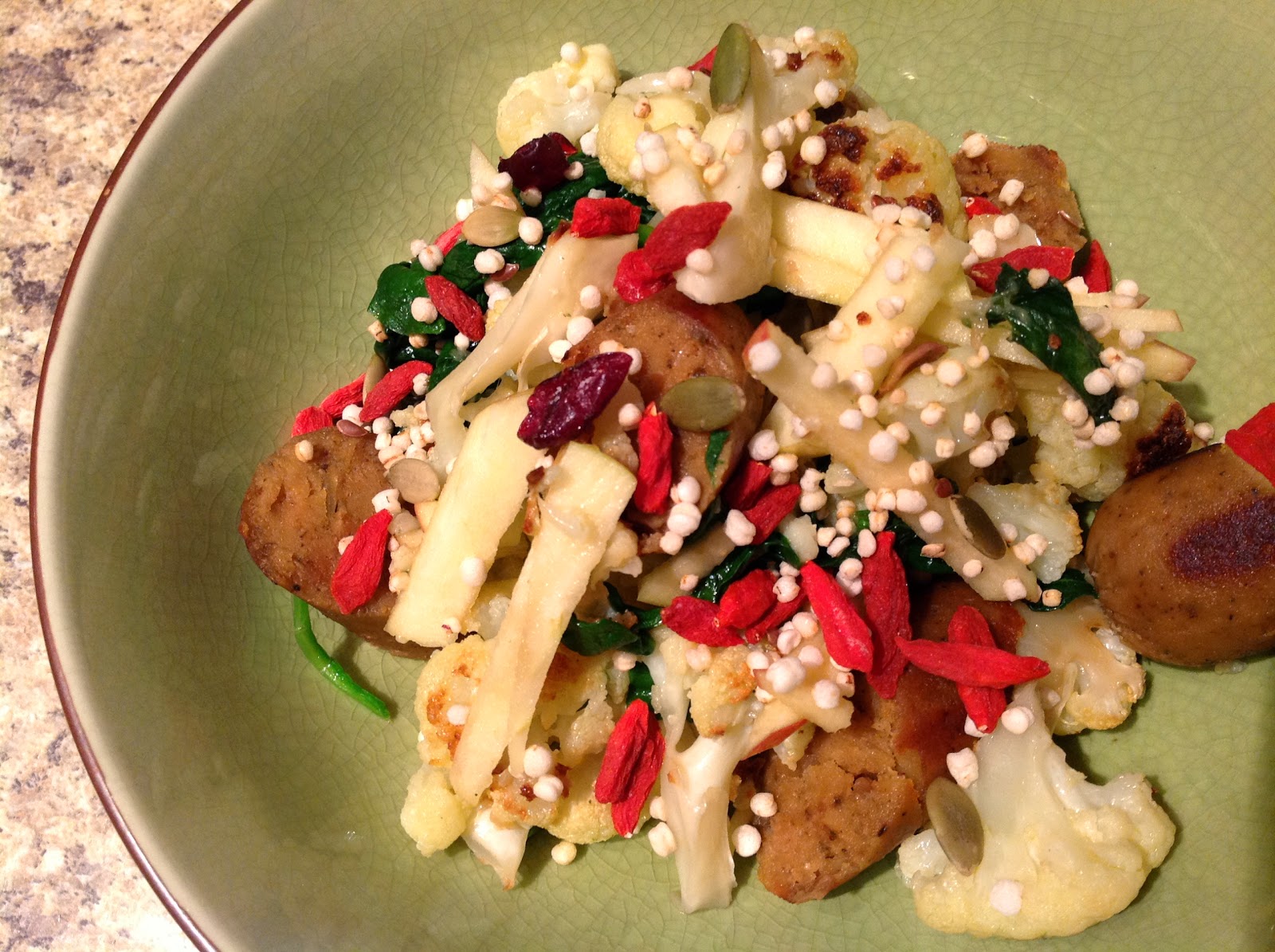 delish in a dish Puffed Quinoa and Goji Berries