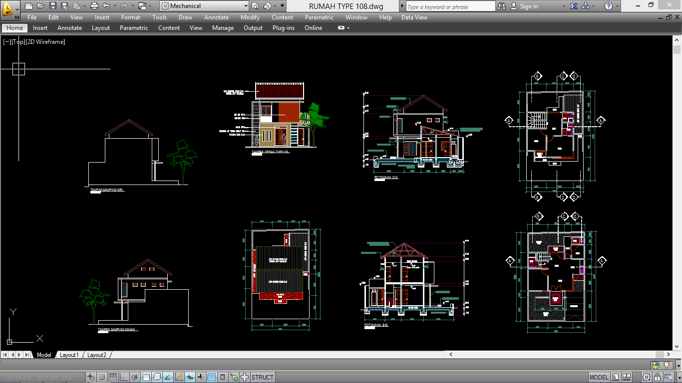 Download Denah Rumah 2 Lantai Lengkap Dwg