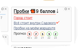 Информер Яндекса "Пробки"