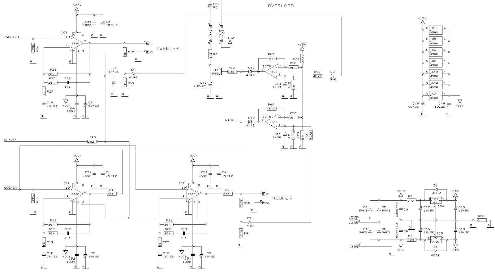 Schematic Diagrams: Behringer B2031 Schematic - Active 2 way reference ...