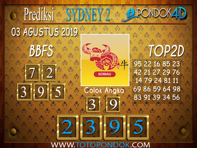 Prediksi Togel SYDNEY 2 PONDOK4D 03 AGUSTUS 2019
