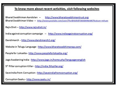 Websites running for Lokpal bill and other social causes