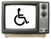 old TV set with wheelchair symbol on the screen