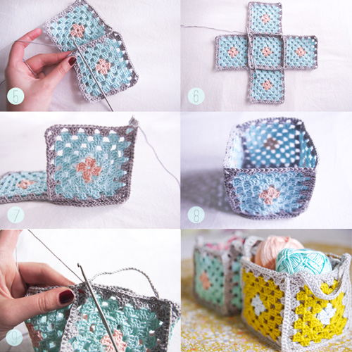 Beautiful Skills Crochet Knitting Quilting Mini Granny Square Crochet Baskets Tutorial