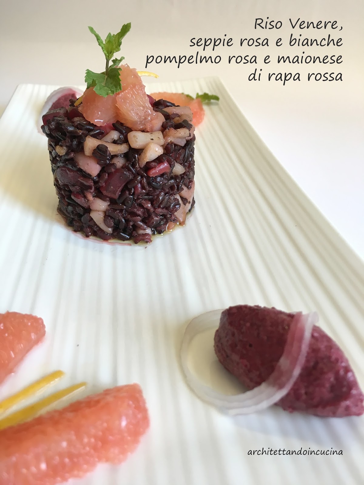 architettando in cucina Riso venere con seppie rosa e bianche