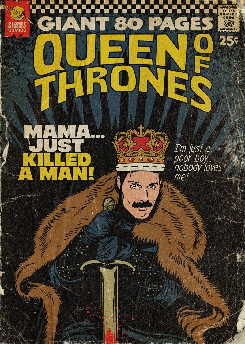 Queen Songs wurden von Butcher Billy in Retro Comic Book Cover verwandelt | Popkultur wird Kunst 