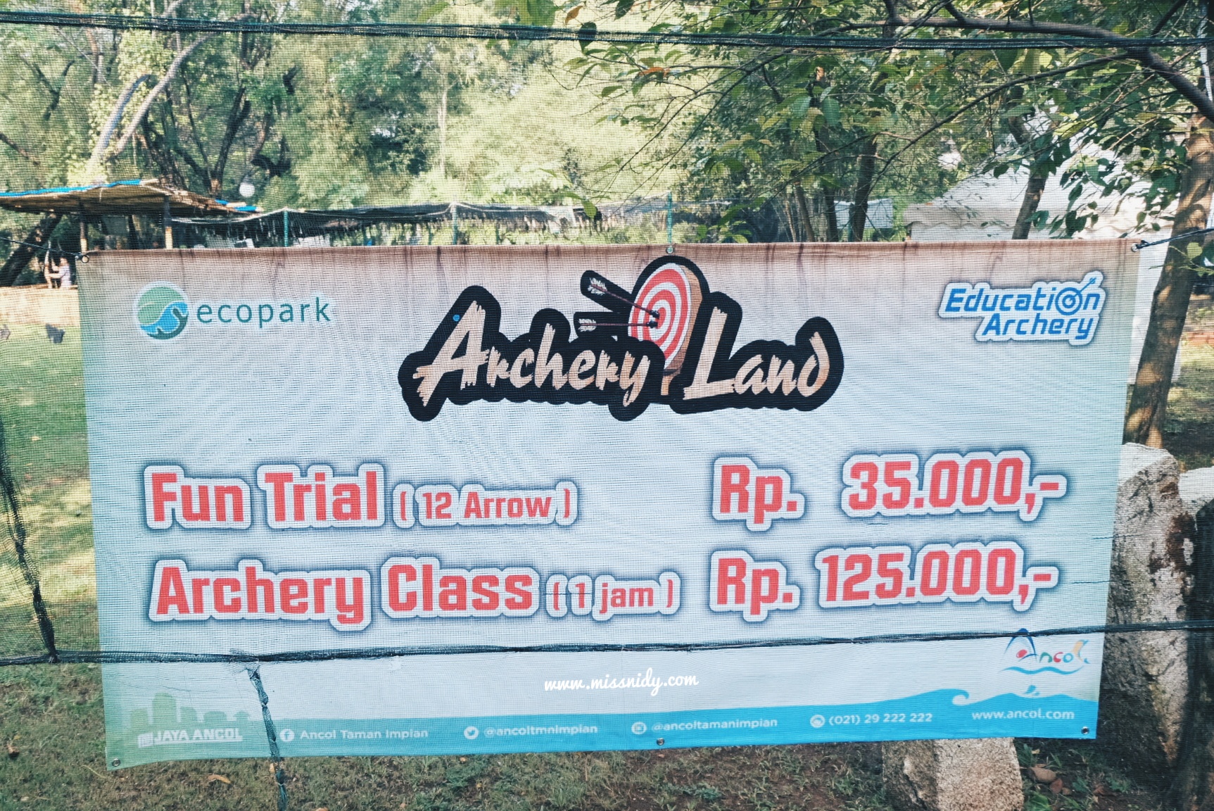 harga archery land eco park ancol