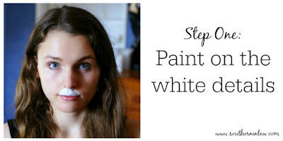 Kitten or Bunny Face Paint Step One - Paint on the White Details