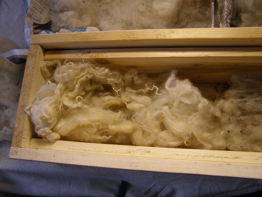 Gartenwildnis: Wool picker selber gebaut, Schafwolle zupfen