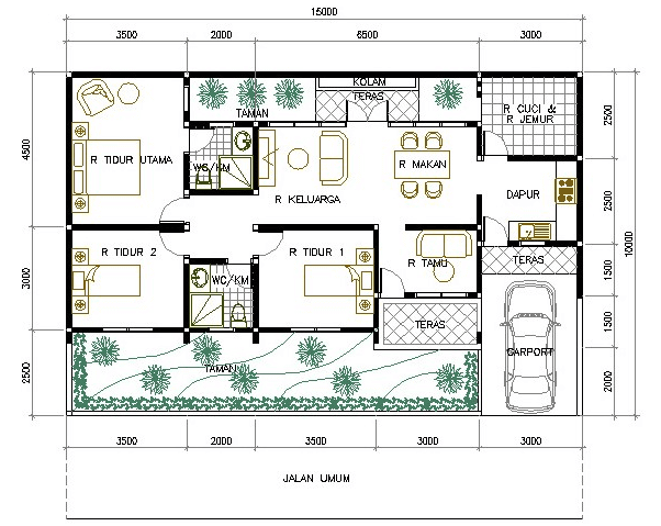 Gambar Denah Rumah Minimalis 3 Kamar Tidur Masa Kini - 3000+ Rumah 