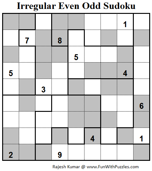 Irregular Even Odd Sudoku (Fun With Sudoku #81)