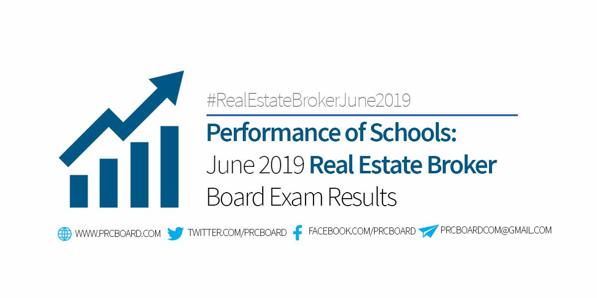 Performance of Schools Real Estate Broker Board Exam June 2019