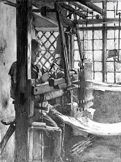 Handloom weaver working in a cottage