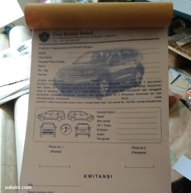 Contoh kwitansi rental mobil Contoh kwitansi rental mobil