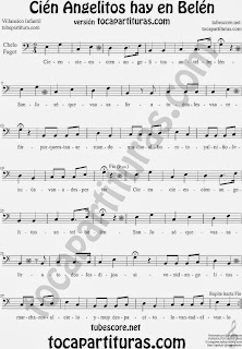 Partitura de Cien Angelitos para Violonchelo y Fagot Villancico Infantil Carol Christmas Sheet Music for Cello and Bassoon Music Scores
