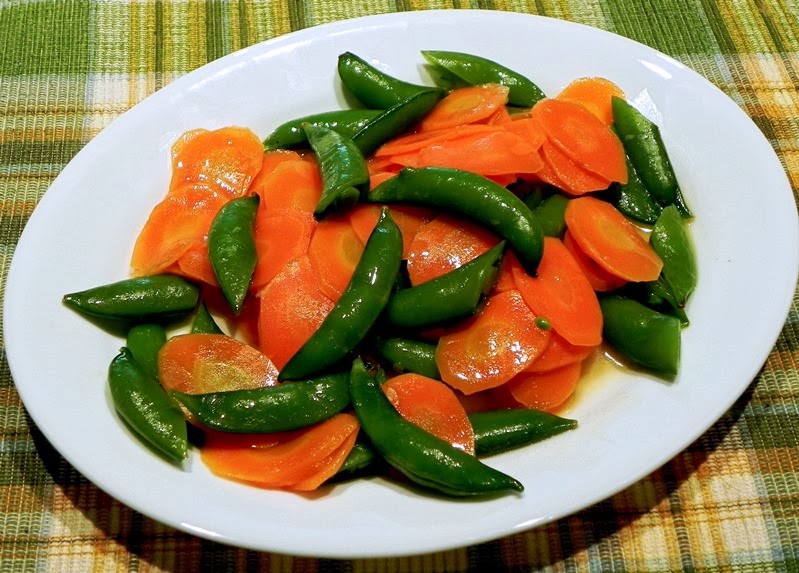 The Iowa Housewife Honey Glazed Pea Pods and Carrots
