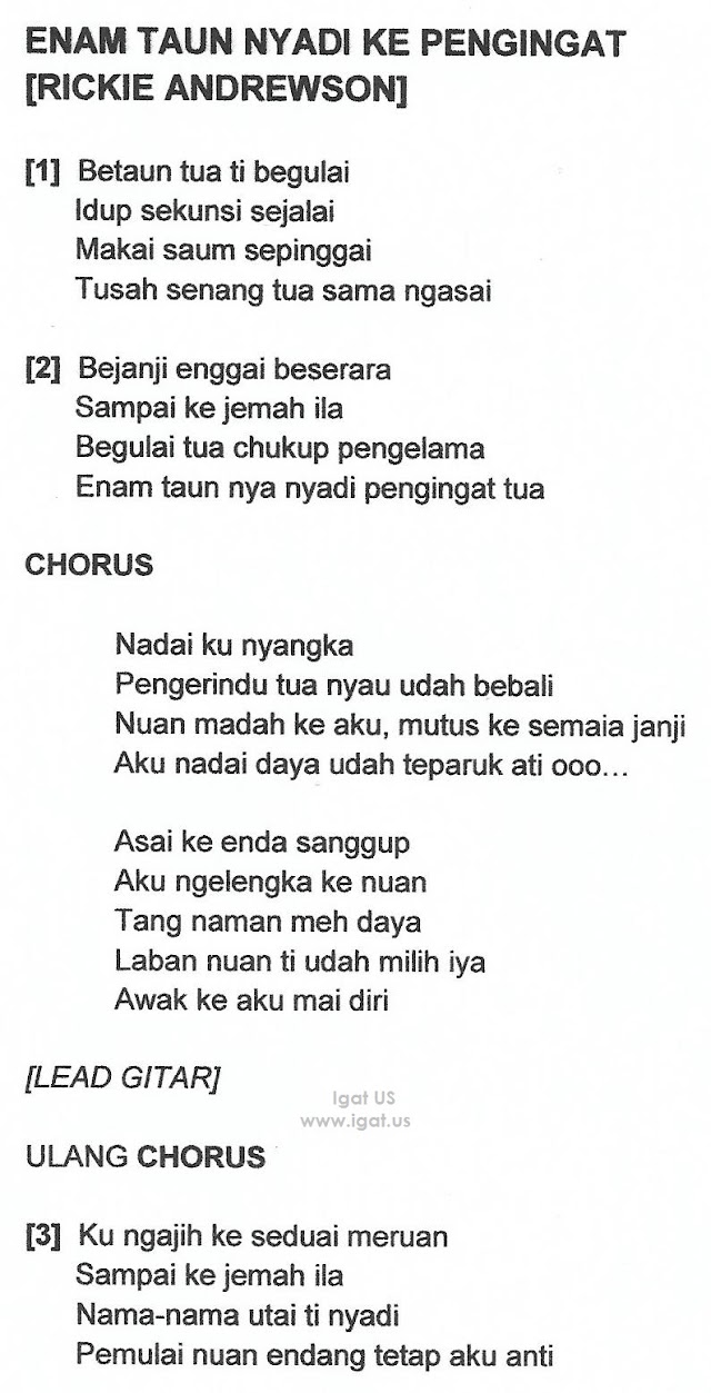 LIRIK LAGU IBAN