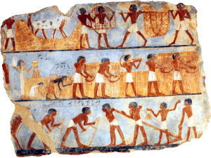 Malba z Onsuovy hrobky zachycuje jednotlivé etapy sklizně/publikováno z http://www.starovekyegypt.net/egyptske-zemedelstvi/zemedelstvi-starovekeho-egypta.php