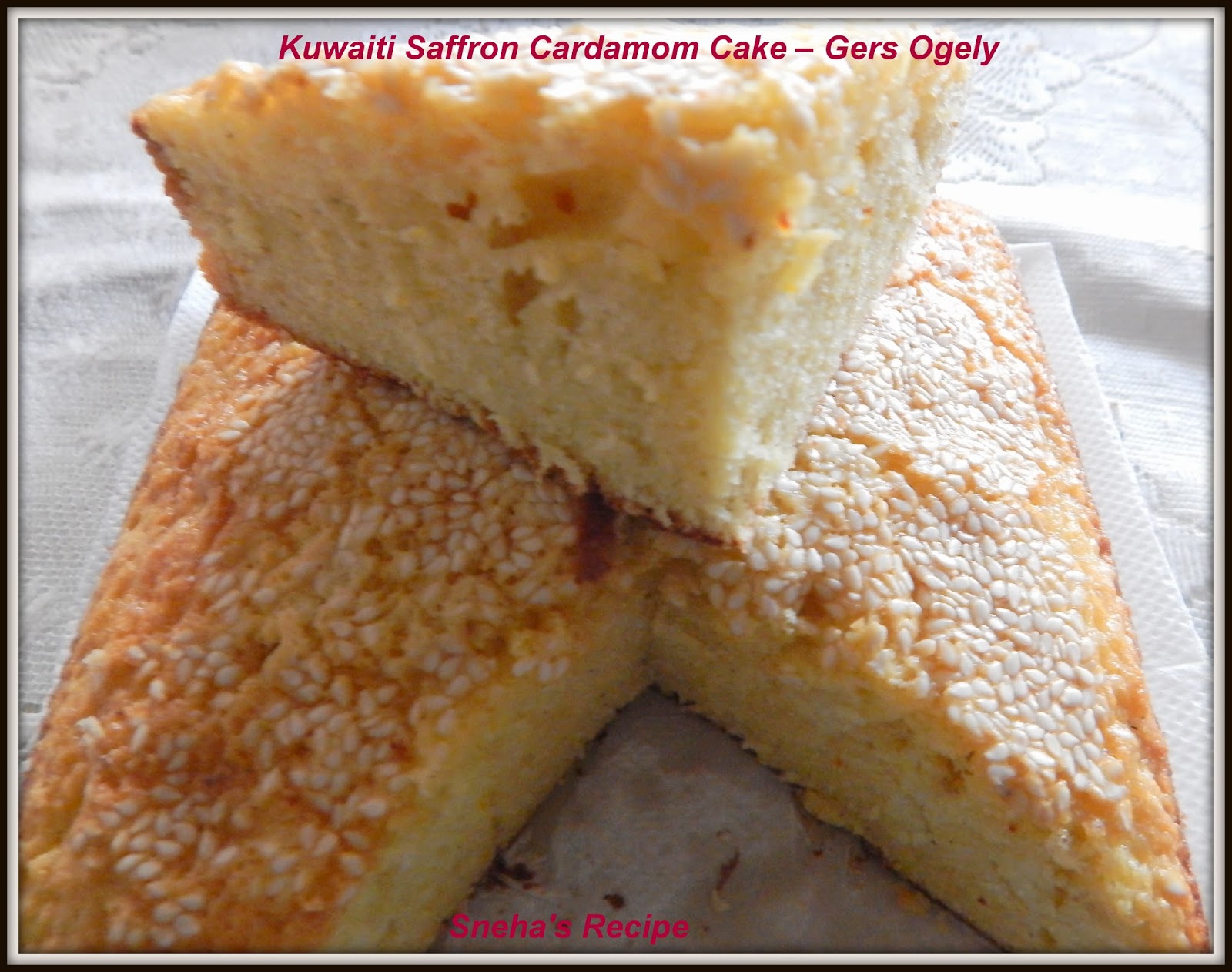 Kuwaiti Saffron Cardamom Cake Gers Ogely Sneha's Recipe