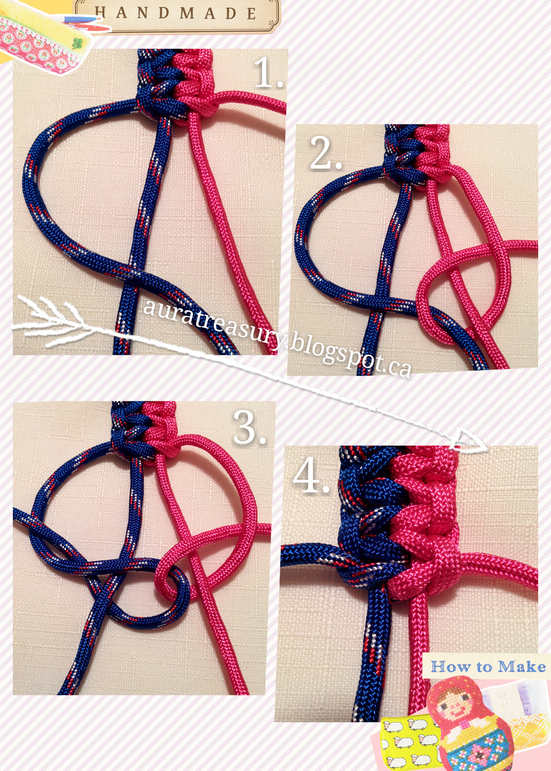 AuRa Treasury: DIY - How to make a Paracord Bracelet / Ankle Bracelet 02