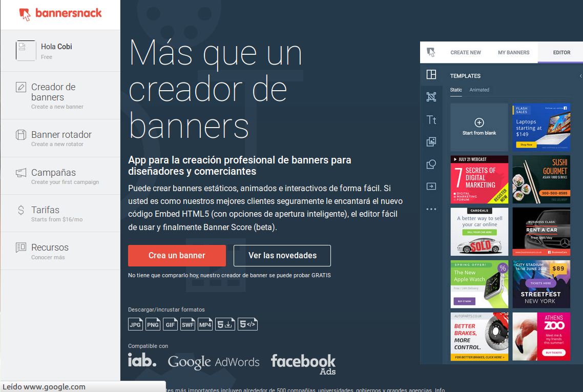 Banner para tu página con Bannersnack