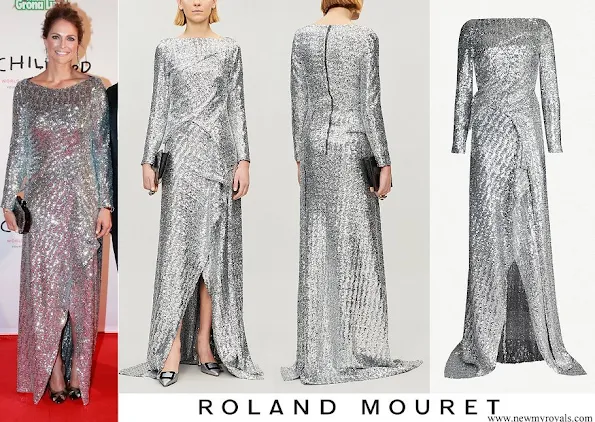 Princess Madeleine wore ROLAND MOURET Sarandon sequin crepe gown