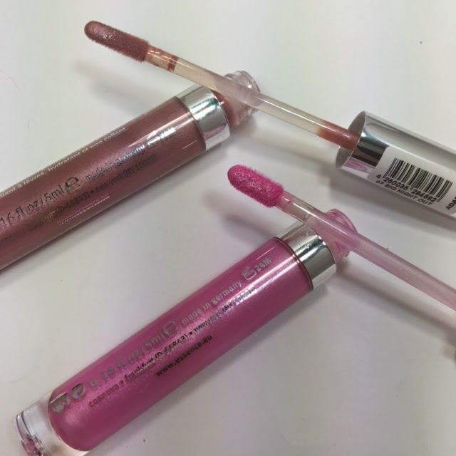 Essence XXXL Shine Lipgloss in Frosted Pink and Metal Shine Swatches
