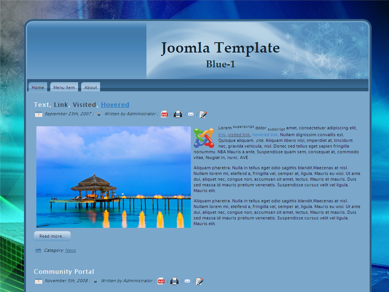 Blue Style Joomla Template Templates