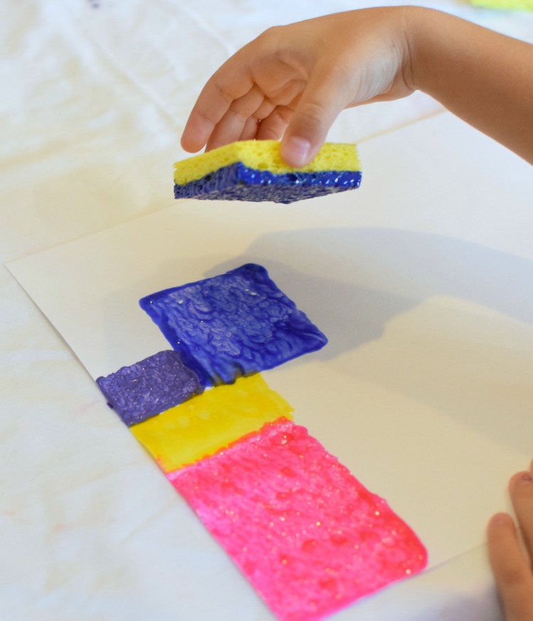 Fit-It-Together Sponge Painting  What Can We Do With Paper And Glue
