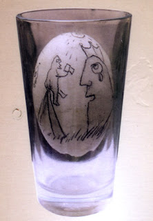 Painted egg in the glass, from Tomb of Karacoz