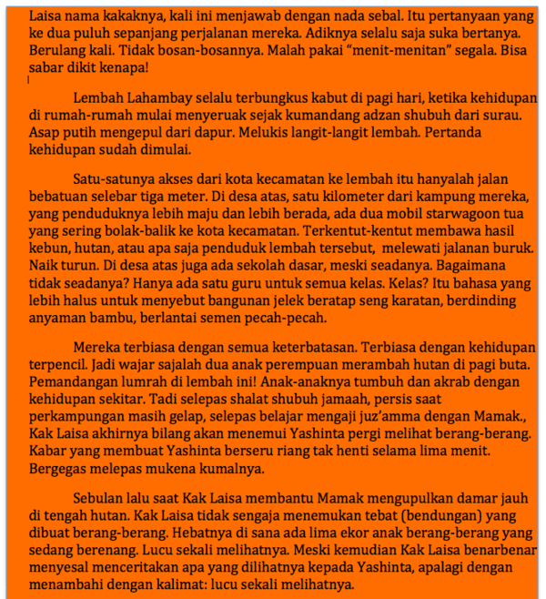 Contoh Penggalan Novel Singkat Aneka Macam Contoh