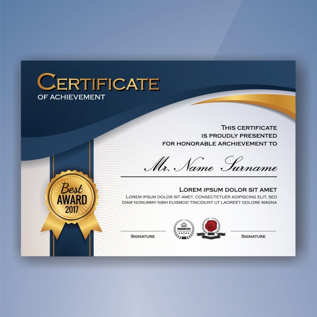 Certificate of achievement template Free Vector